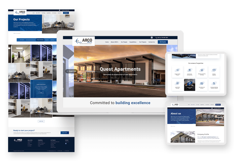 Pikosminto created the website for construction company ARCO to present their services